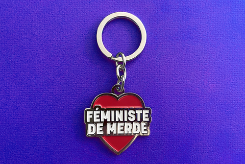 Porte-clés Féministe de Merde argenté