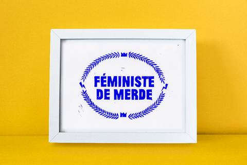 Affiche féministe de merde bleu