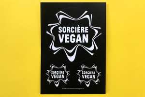 Planche de 3 stickers Sorcière Vegan