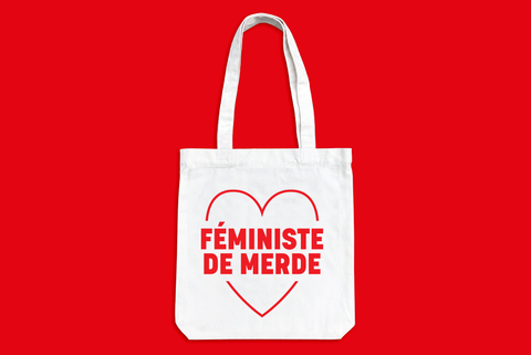 totebag féministe de merde rouge